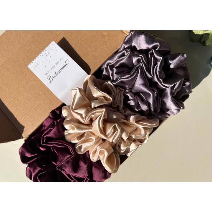 The Blissful - Wholesale Scrunchie - Women's - Satin Silk Scrunchies Bridal Hair Satin Scrucnhies