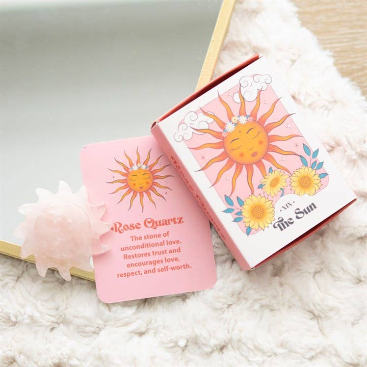 Something Different Wholesale - Wholesale Spiritual Stone/Crystal - Rose Quartz Crystal Sun Keepsake Stone in a Box
