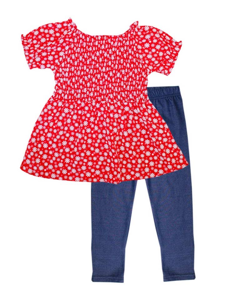 Ensemble de 12 ensembles de jeggings avec haut smocké rose pour filles - 6300227 pour la vente par Hemworld