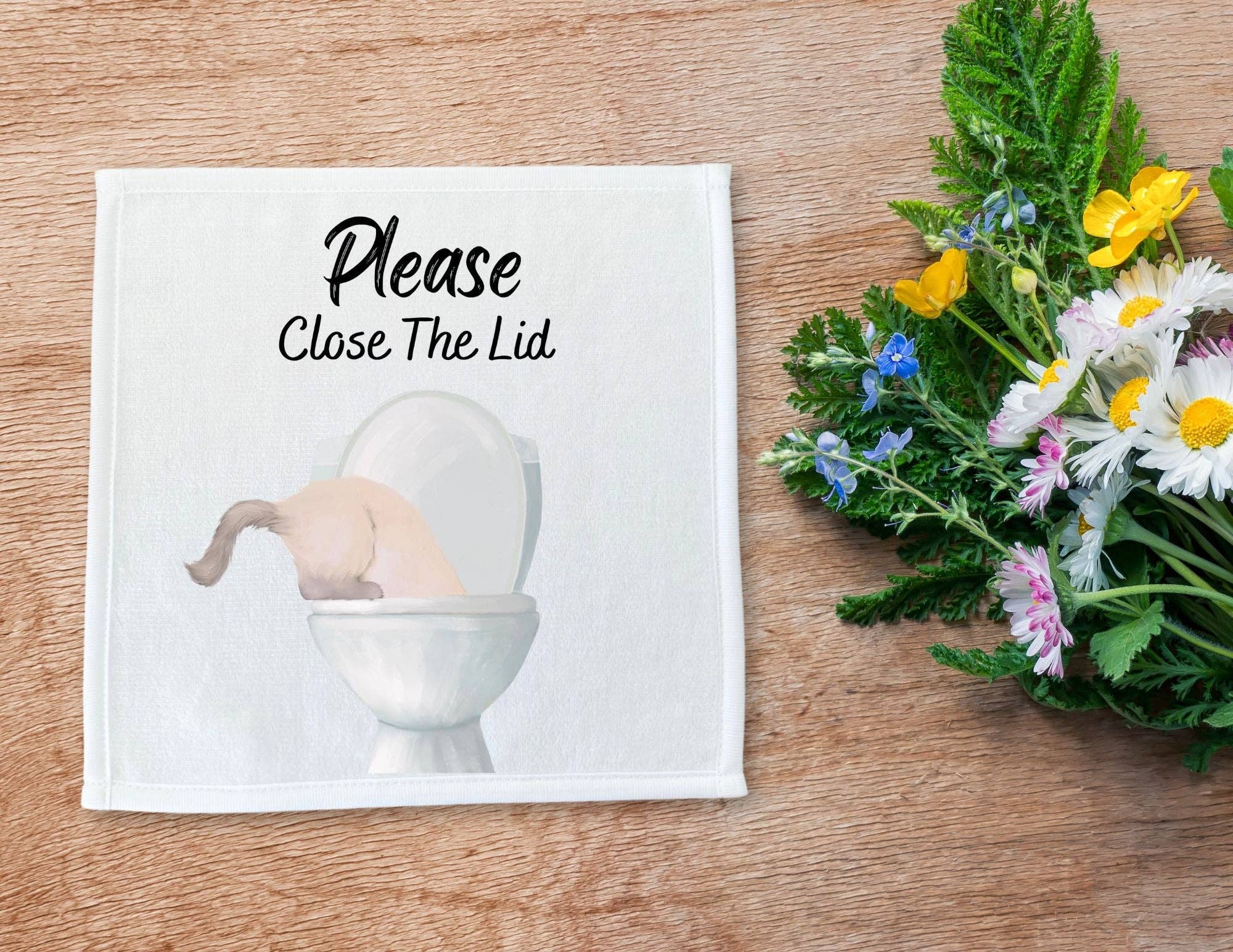 MerikaArt – wholesale Bath towel – Cream Cat Bathroom Sign Washcloth4