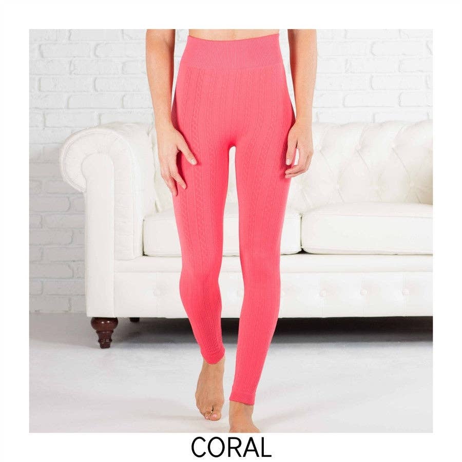 Truly Contagious - Venta al por mayor Leggings modernos - Mujer - Leggings forrados en forro polar de punto trenzado (TX200)1