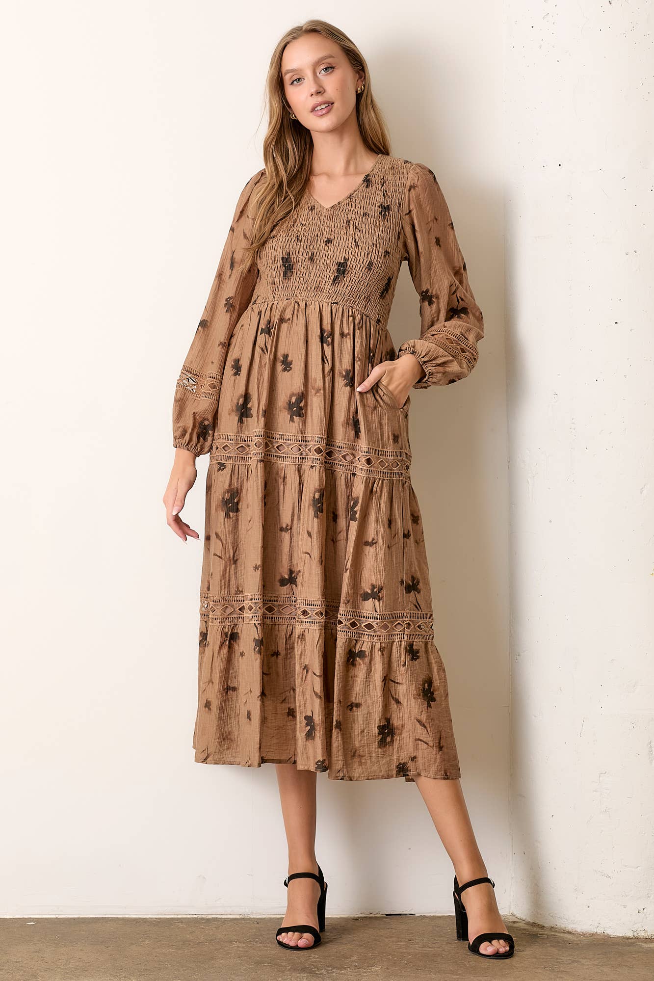 Polagram by Wellmade USA - Wholesale Dress - Women's - PRINTED WOVEN MAXI DRESS0