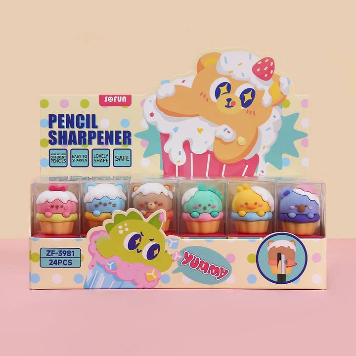 33317 ANIMAL CUPCAKES SHARPENER-24 for wholesale by BCmini