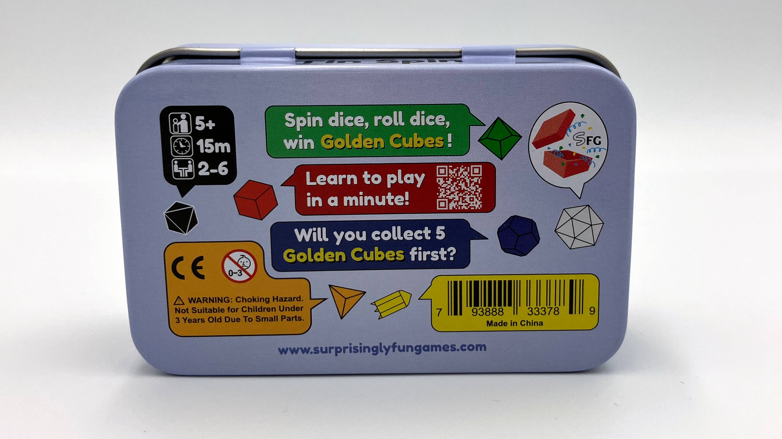 Surprisingly Fun Games – Großhandel Brettspiele – Tin Spin - Ein Geschicklichkeitsspiel mit Würfeln für 2-6 Spieler4