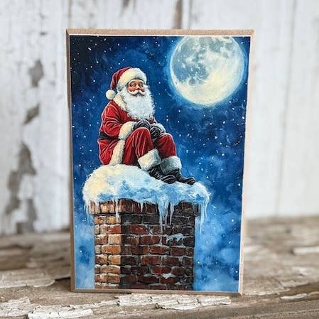 JanMichaels Art & Home - Vendita all'ingrosso Decorazione natalizia - HMK1009B Babbo Natale nel Camino Blocchetto0