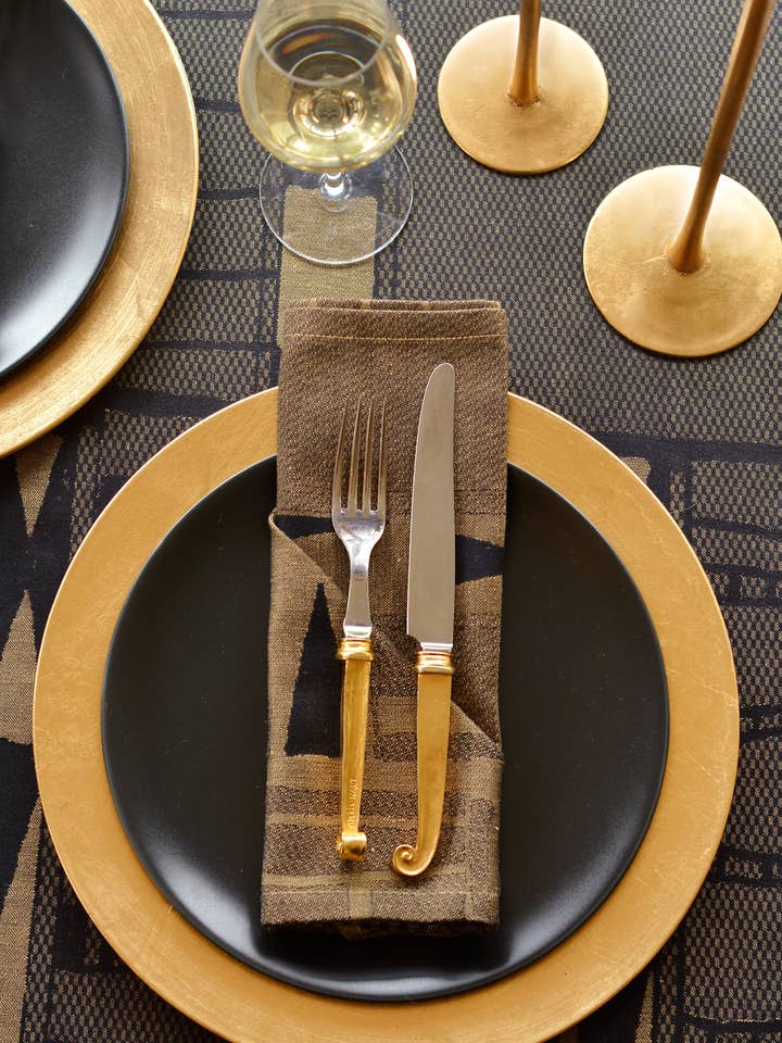 Metallic Bogolan Napkins for wholesale by African Jacquard