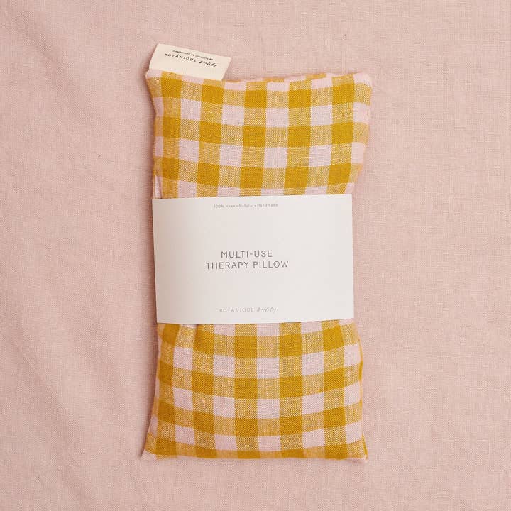Multi-Use Lavender Therapy Pillow | Linen Wes Gingham for wholesale by Botanique Workshop