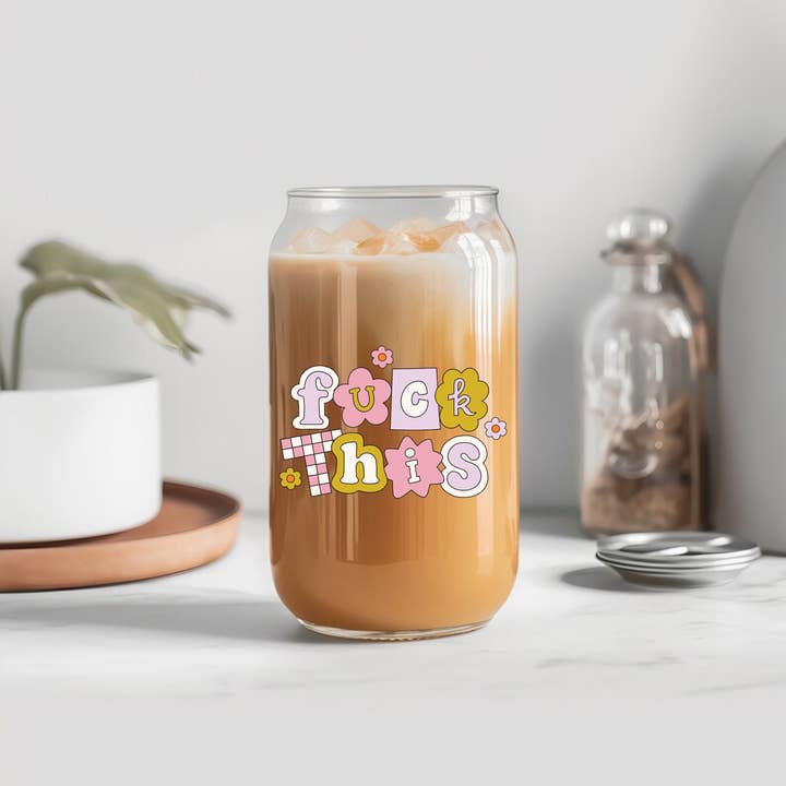 Weavey Studio - Wholesale Drinking Glass/Cup - Fuck this retro beer can libbey glass birthday gift tumbler