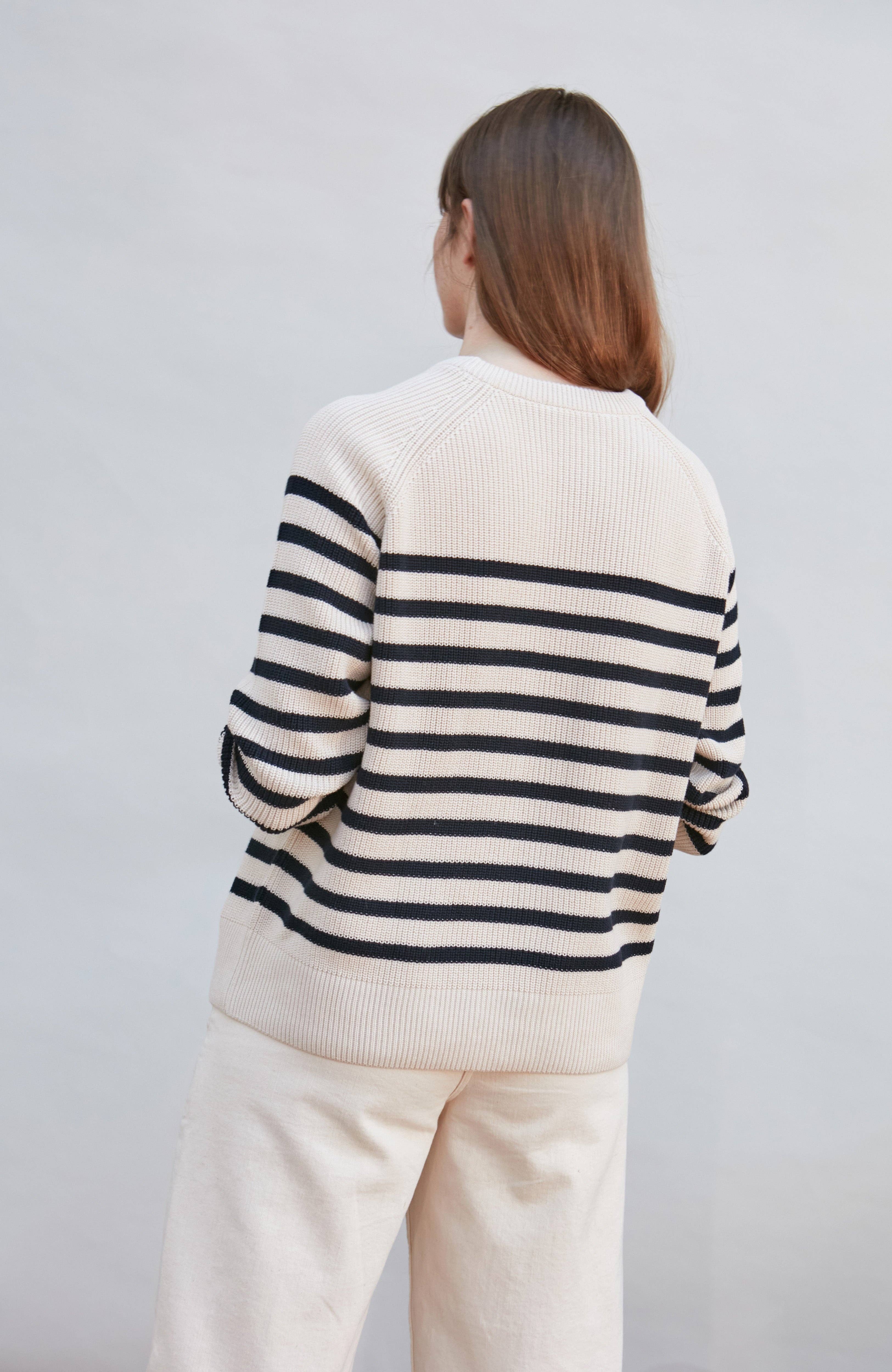 Paul James Knitwear - Vente Pull en maille – femme - Pull femme en côte en coton à rayures bretonnes9