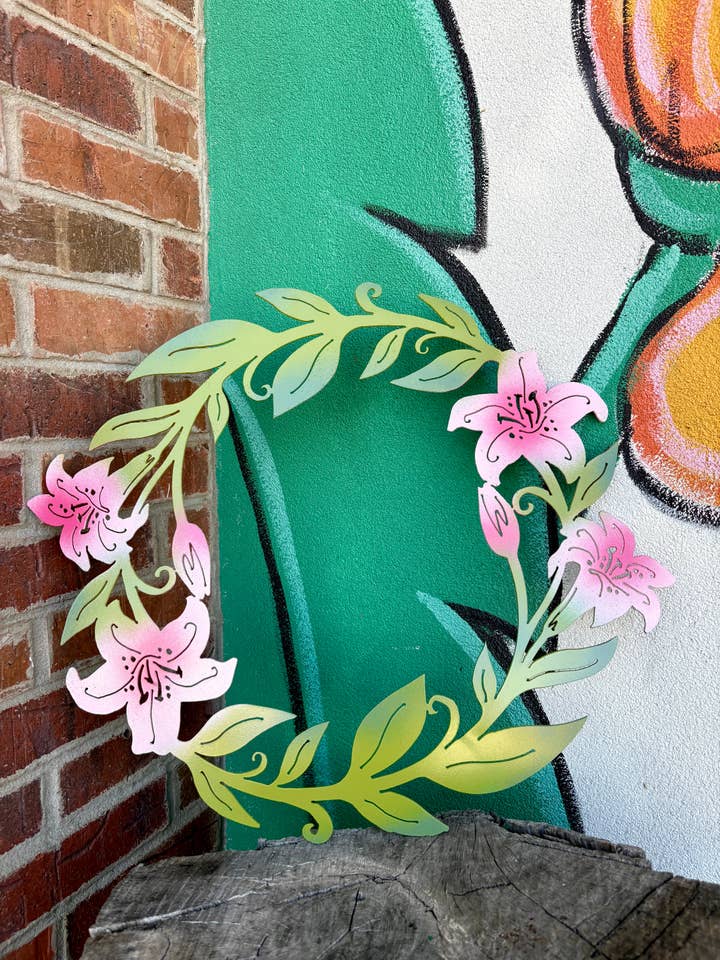 Lily Wreath for wholesale by Garden Deva Sculpture Co.