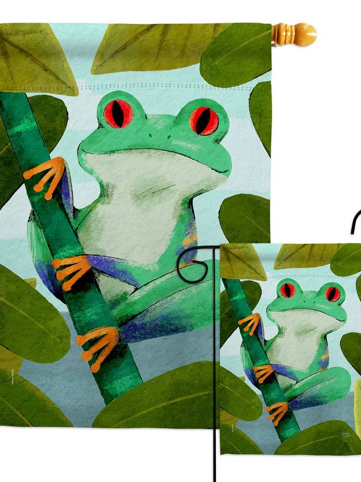Drapeau de décoration tropicale animaux grenouilles de la forêt tropicale pour la vente par Two Group Flag Co