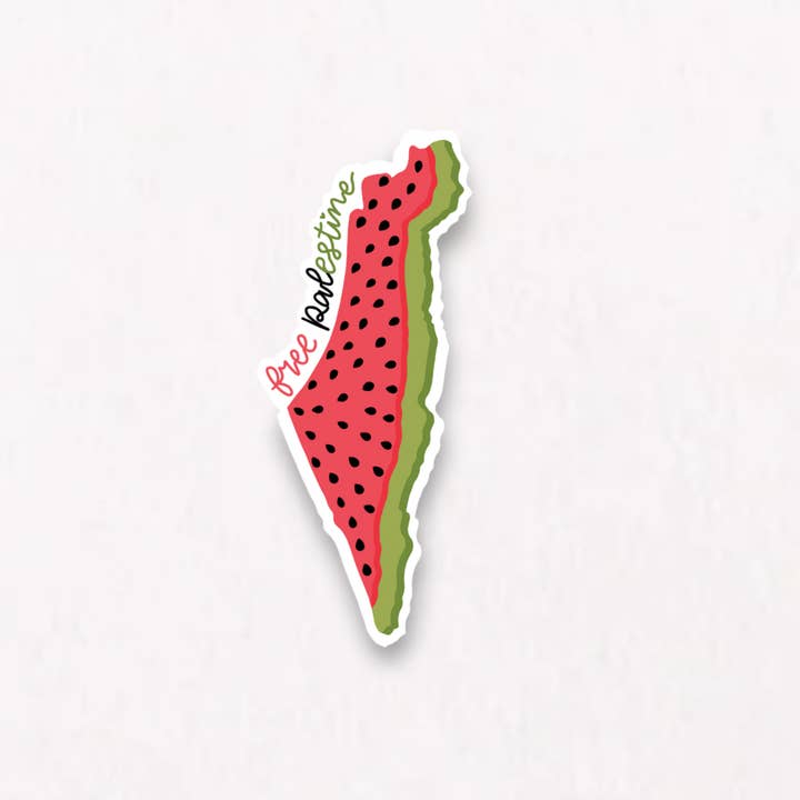 Free Palestine Watermelon Palestine Map Kuffiyeh Sticker for wholesale by Meryum Designs