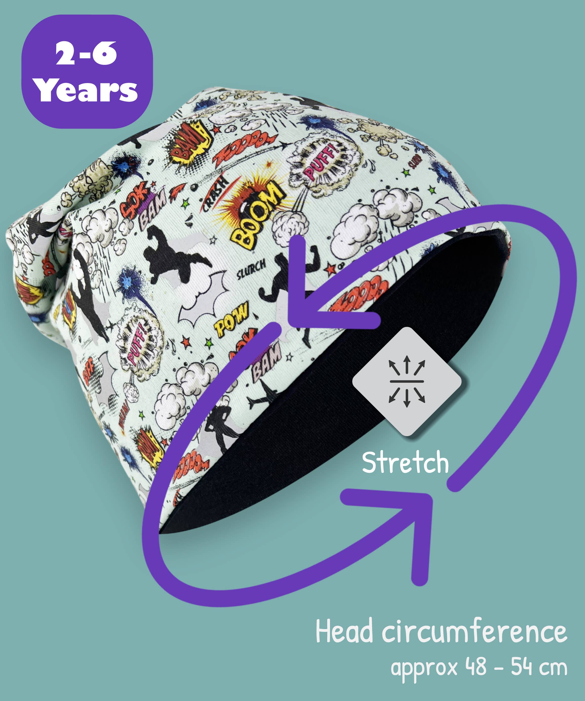 HECKBO – Engroshandel Beanie - Børn – 360° Reflektor Beanie & Loop – Superhelt - Fleece indeni3