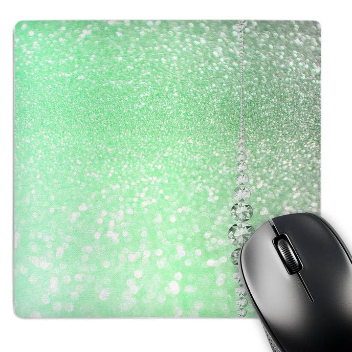 3dRose, Impression artistique effet paillettes sirène luxueuse vert menthe scintillant, Tapis de souris pour la vente par 3dRose