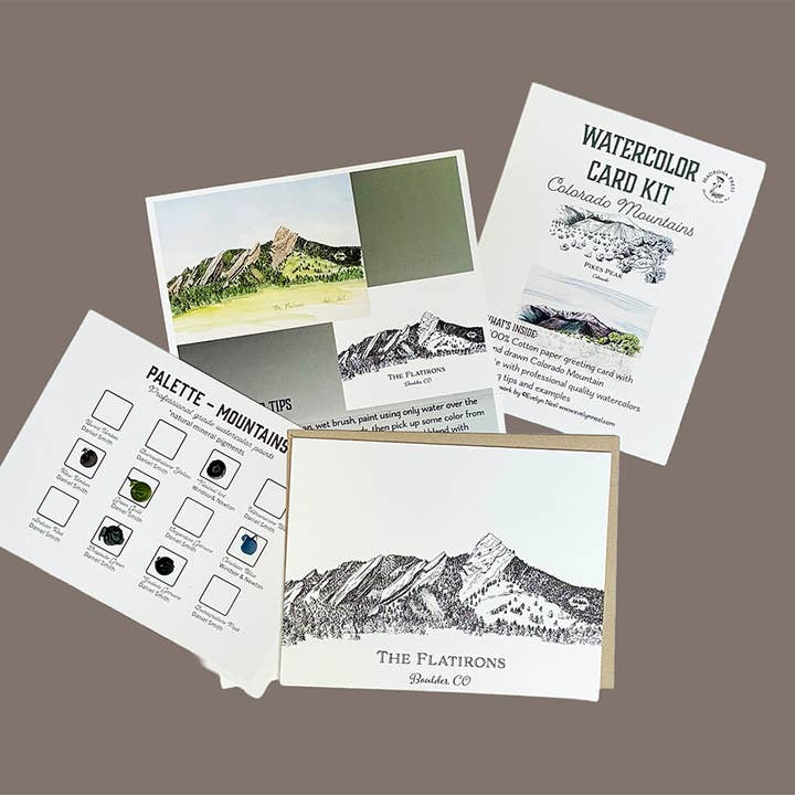 Watercolor Card Kit - 1 Mountain Card for wholesale by Madrona Press