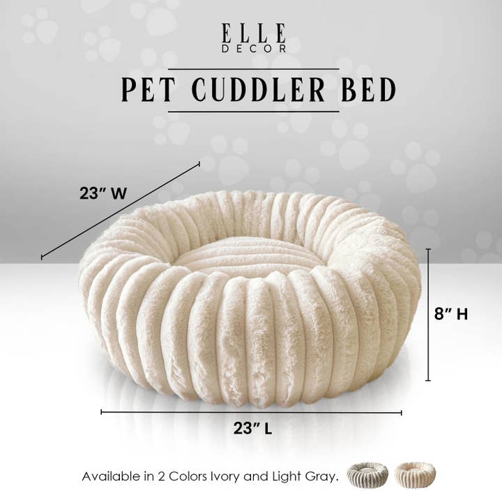 Precious Tails - Wholesale Pet Bed - Cat/Dog - ELLE Décor Round Wide Wale Pet Cuddler Bed for dogs & cats