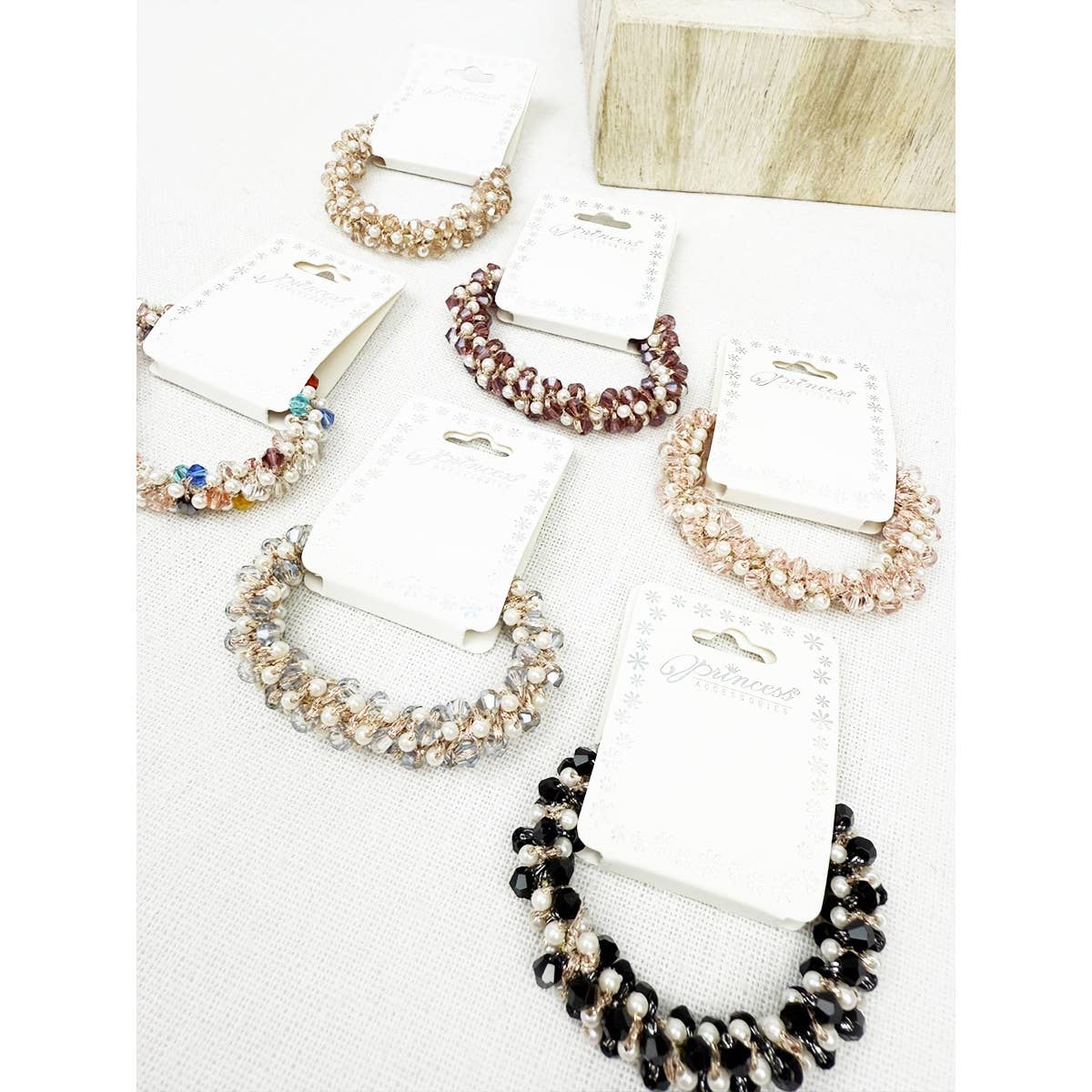 MIX COLOR Shiny Crystal and Pearl Hair Tie Set for wholesale on Faire2