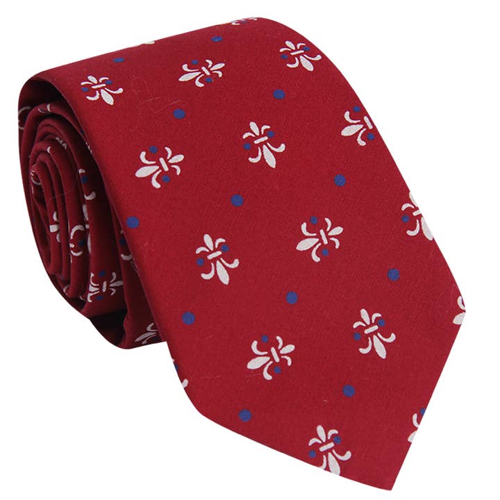 Barrel Down South - Wholesale Necktie - Men's - Red Fleur-De-Lis Necktie