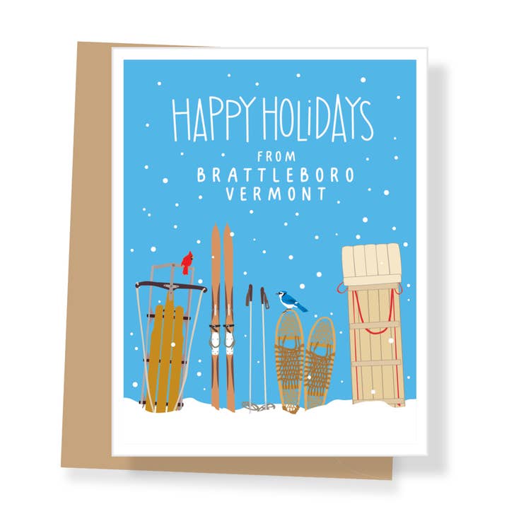 Customizable Winter Holiday Sleds - Boxed Christmas Cards for wholesale by Apartment 2 Cards