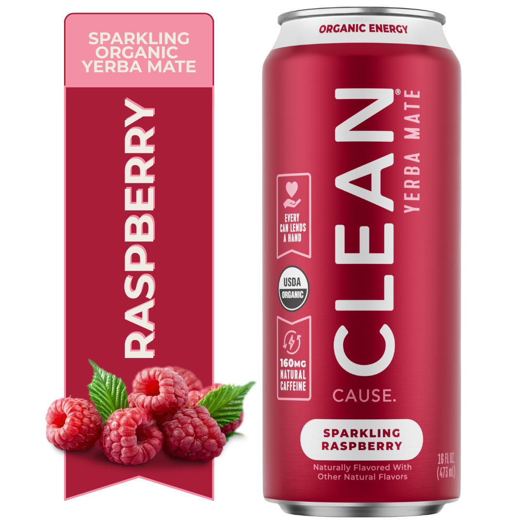 CLEAN Cause - Wholesale Iced Tea - Organic Raspberry Sparkling Yerba Mate Energy Tea – 12-pack1