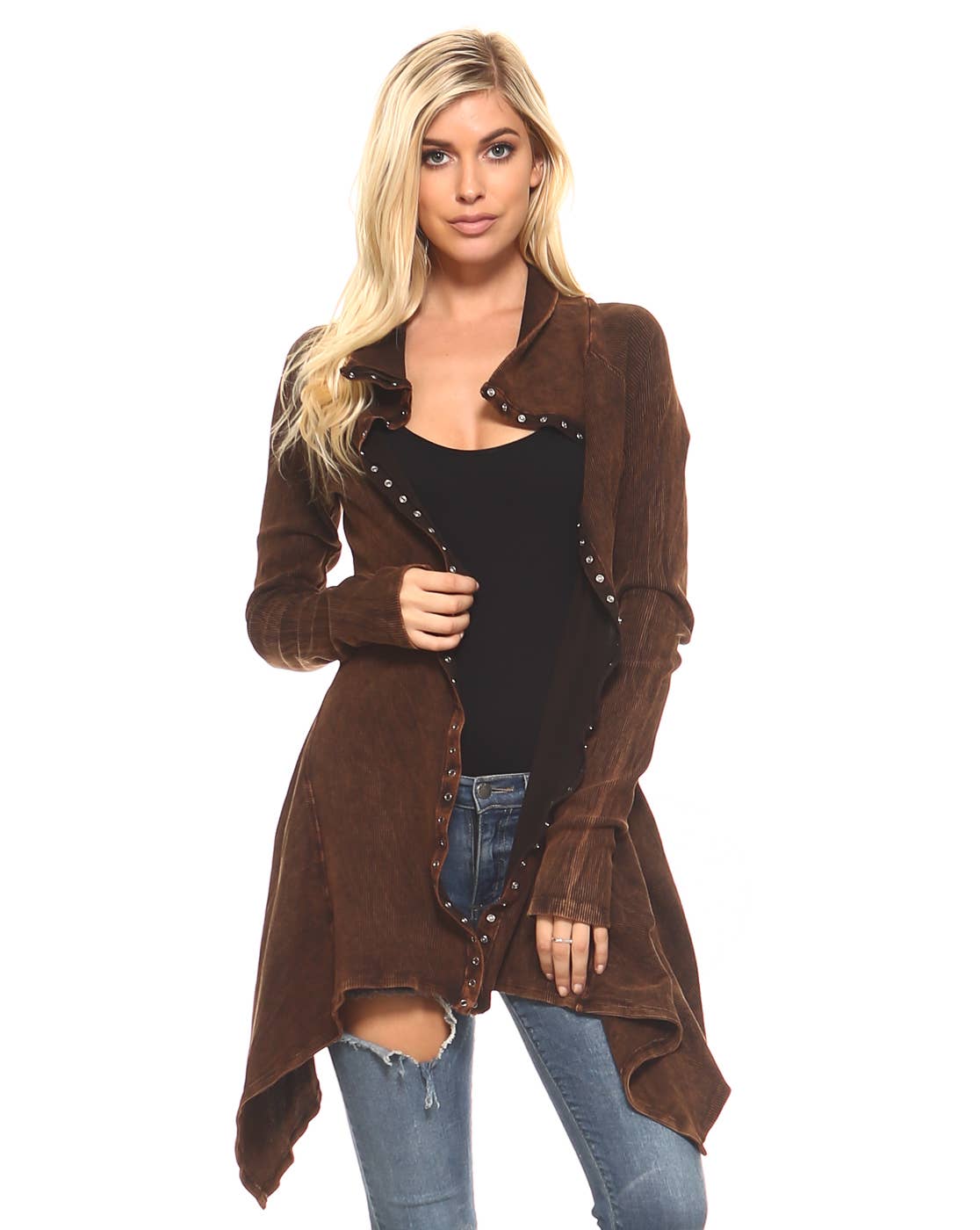 Urban X Apparel – Blusão - Mulher por atacado – Jaqueta térmica de botão lavado Urban X L/S com gola28