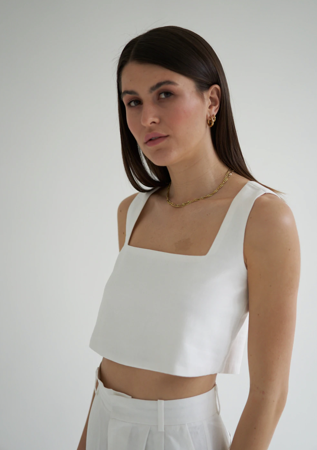 CALAJOLIE - Vente Chemise – femme - Crop top blanc4