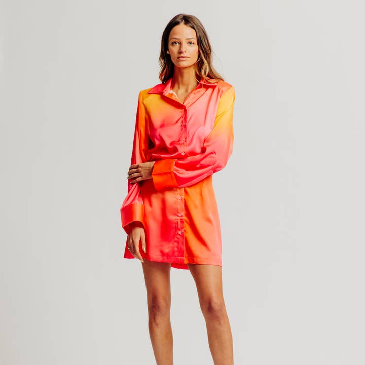 ORANGE MULTI JONES DRESS for wholesale on Faire