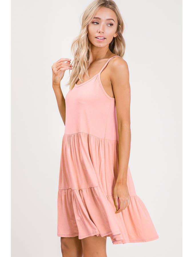 7th Ray - Wholesale Dress - Women's - Tiered Adjustable Tied Back Lace Up Flowy Mini Dress D24691