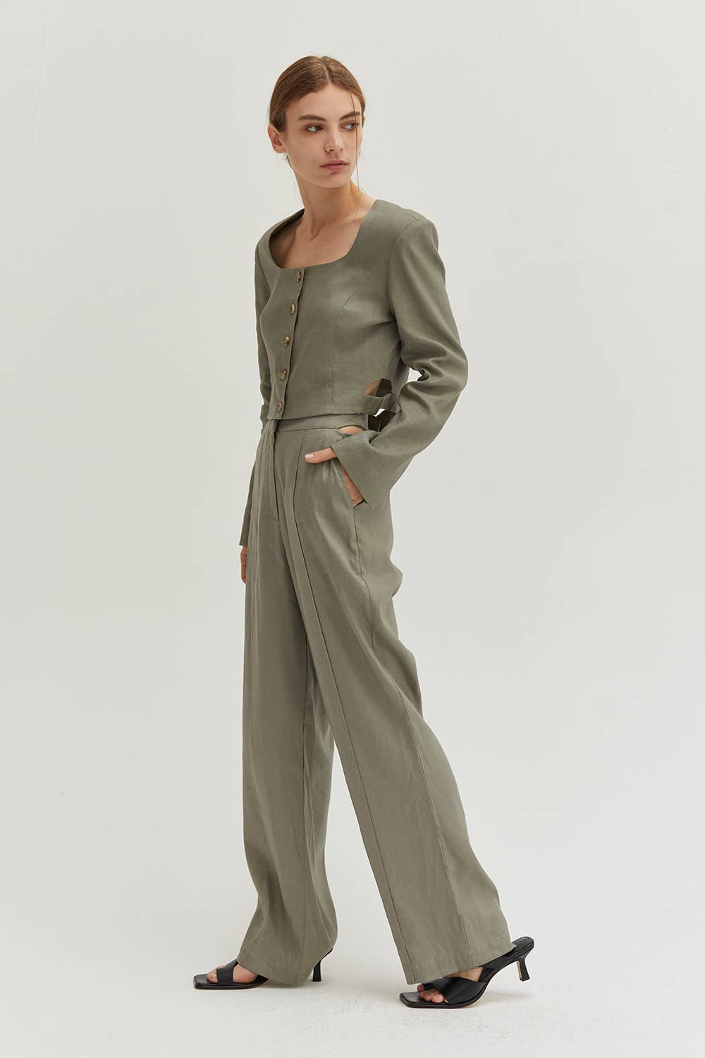 GREY CP8535	- Janey Cut-out Trousers for wholesale on Faire1