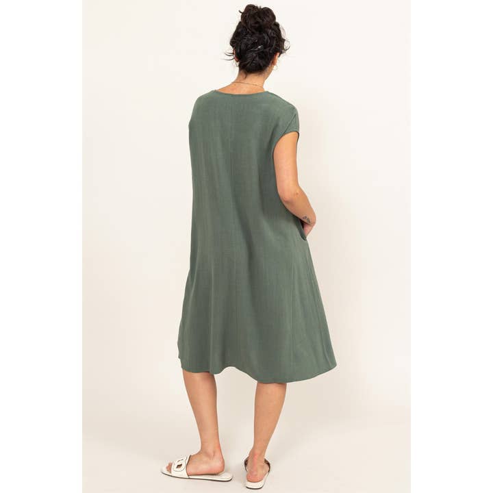 HYFVE - Wholesale Dress - Women's - DZ24C479-Date Night In Linen Oversized Midi Dress