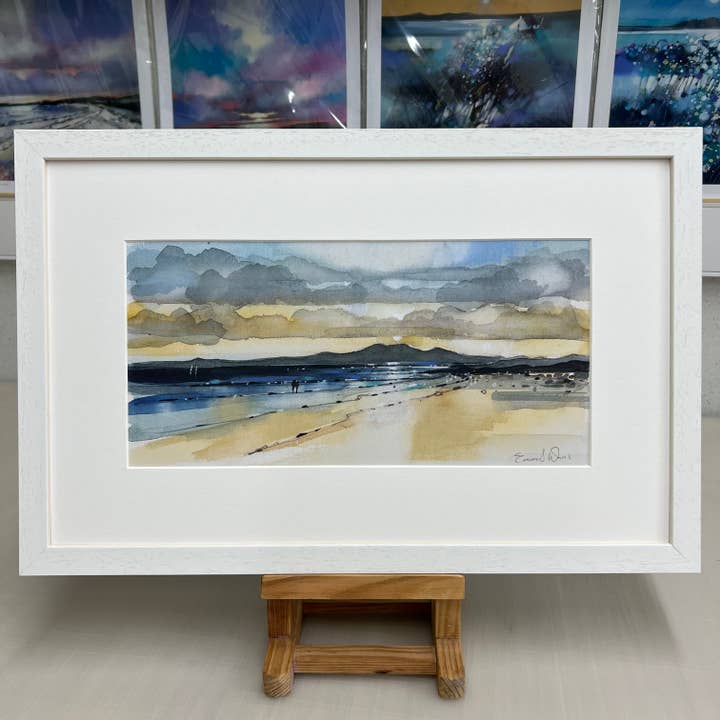 « Coucher de soleil et Arran, Seamill » - Reproduction d'art en édition ouverte pour la vente par Emma S Davis Artist