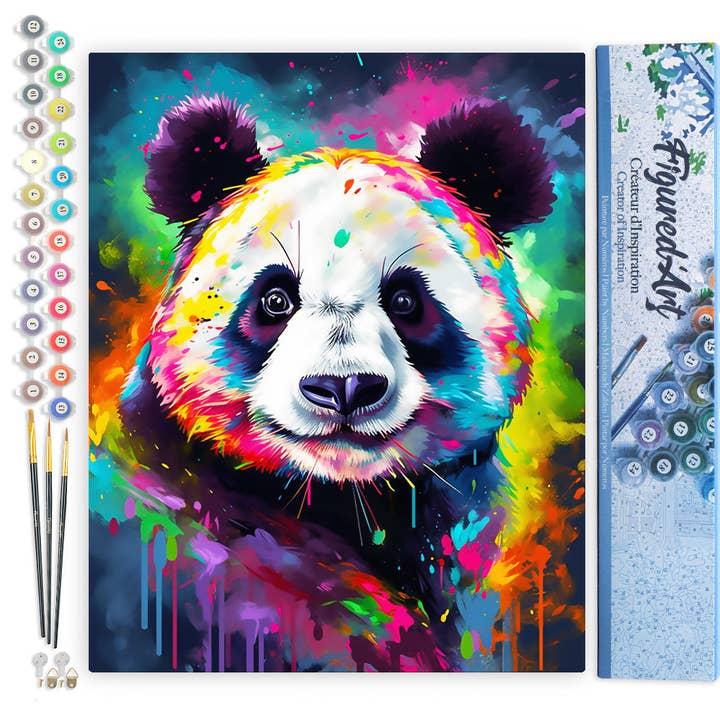 Mal efter tal Farverig Abstrakt Panda for engroshandel hos Figured'Art