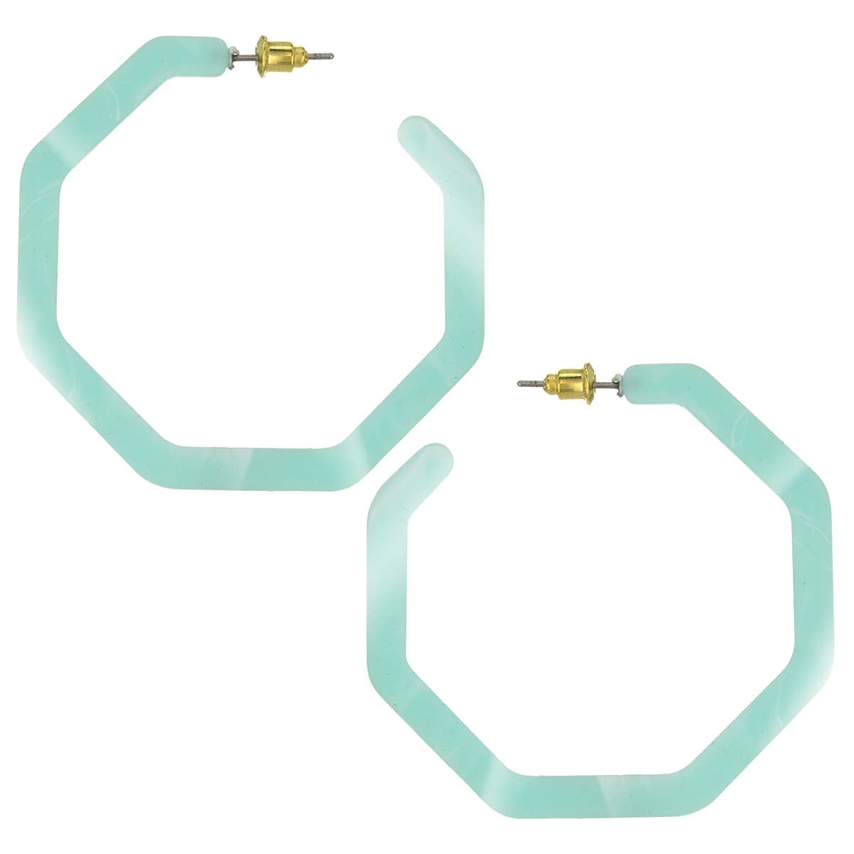 Suzie Q USA - Wholesale Hoop Earrings - Acrylic Octagon Shape Open-End Hoop Earring2