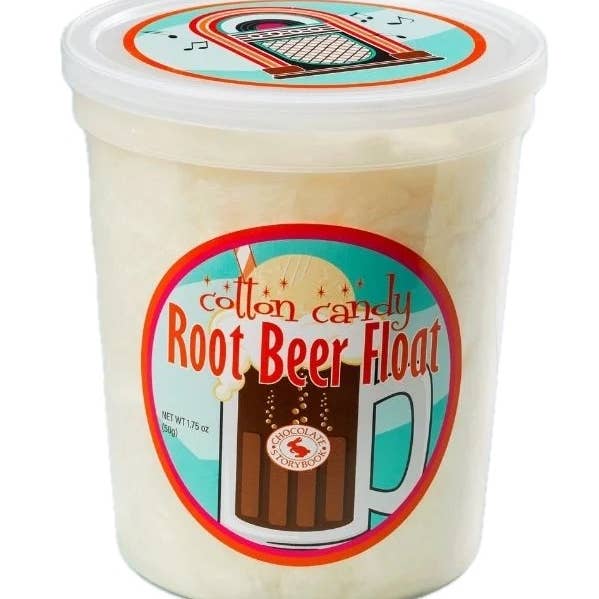 Root Beer Float Cotton Candy 1.75oz Tub, 12ct for wholesale by Grandpa Joe's Candy Shop