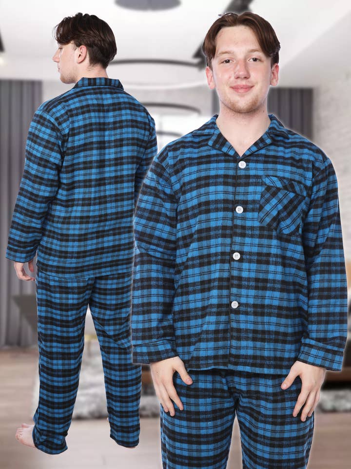 Conjunto de pijama masculino de flanela James Fiallo de manga e calças compridas por atacado de Isadora, Tipi toe, & James Fiallo