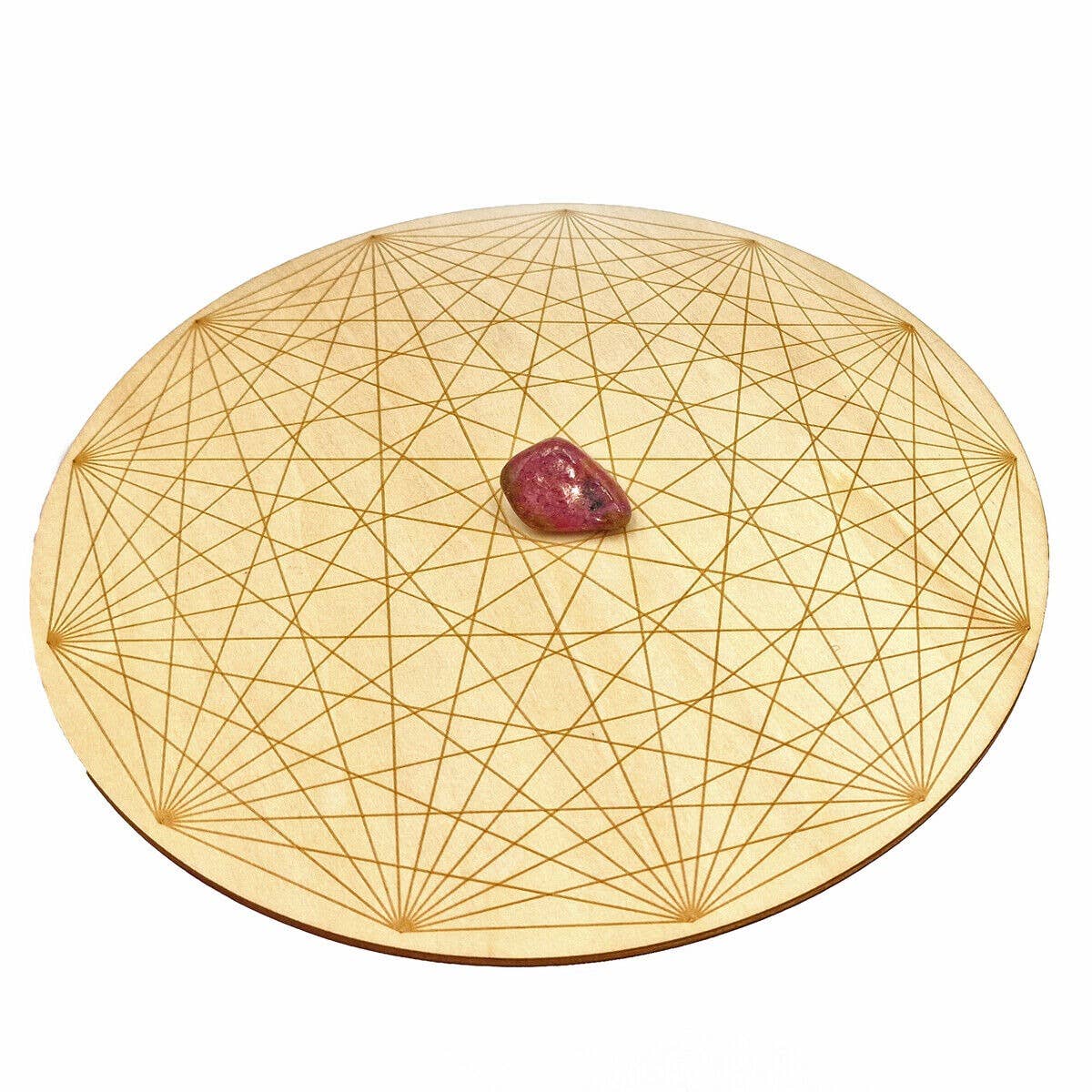 Shamans Crystal - Wholesale Crystal Grid - Crystal Grid Plates Round In Wood, 20cm Wide, Flower of Life7