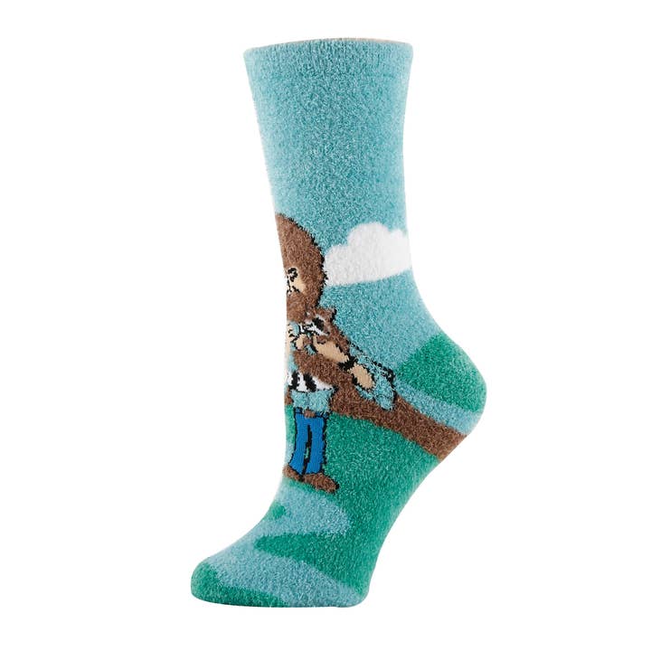 Oooh Yeah/Sock It Up/Oooh Geez Slippers - Wholesale Socks - Women's - Bob Ross Blast | Women's Funny Pattern Cozy Fuzzy Socks