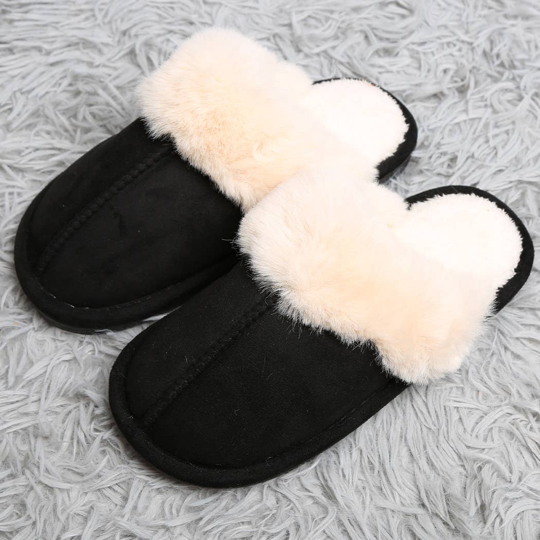 Fashion City - Wholesale Slippers - Women's - Solid Faux Fur Suede All Day Mule Slippers5