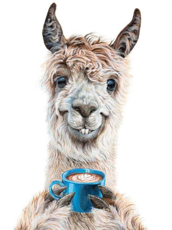 Café Llama Latte signé impression d'art d'archives Holly Simental pour la vente par Holly Simental