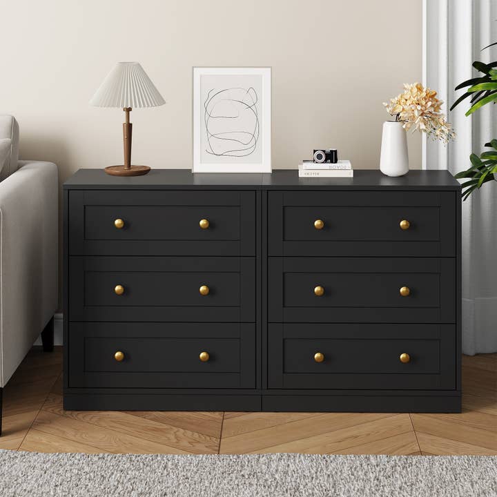 Heynemo - Vente Armoire - Table de chevet à 3 tiroirs, grande table de chevet avec rond doré4