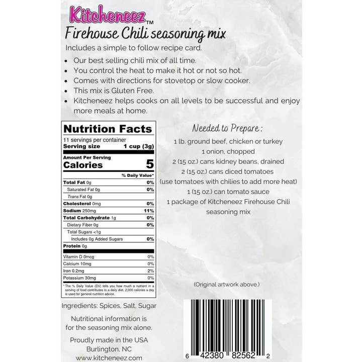 Kitcheneez Mixes & More! - Wholesale Dried Spice Mix - Firehouse Chili Spice Seasoning mix1