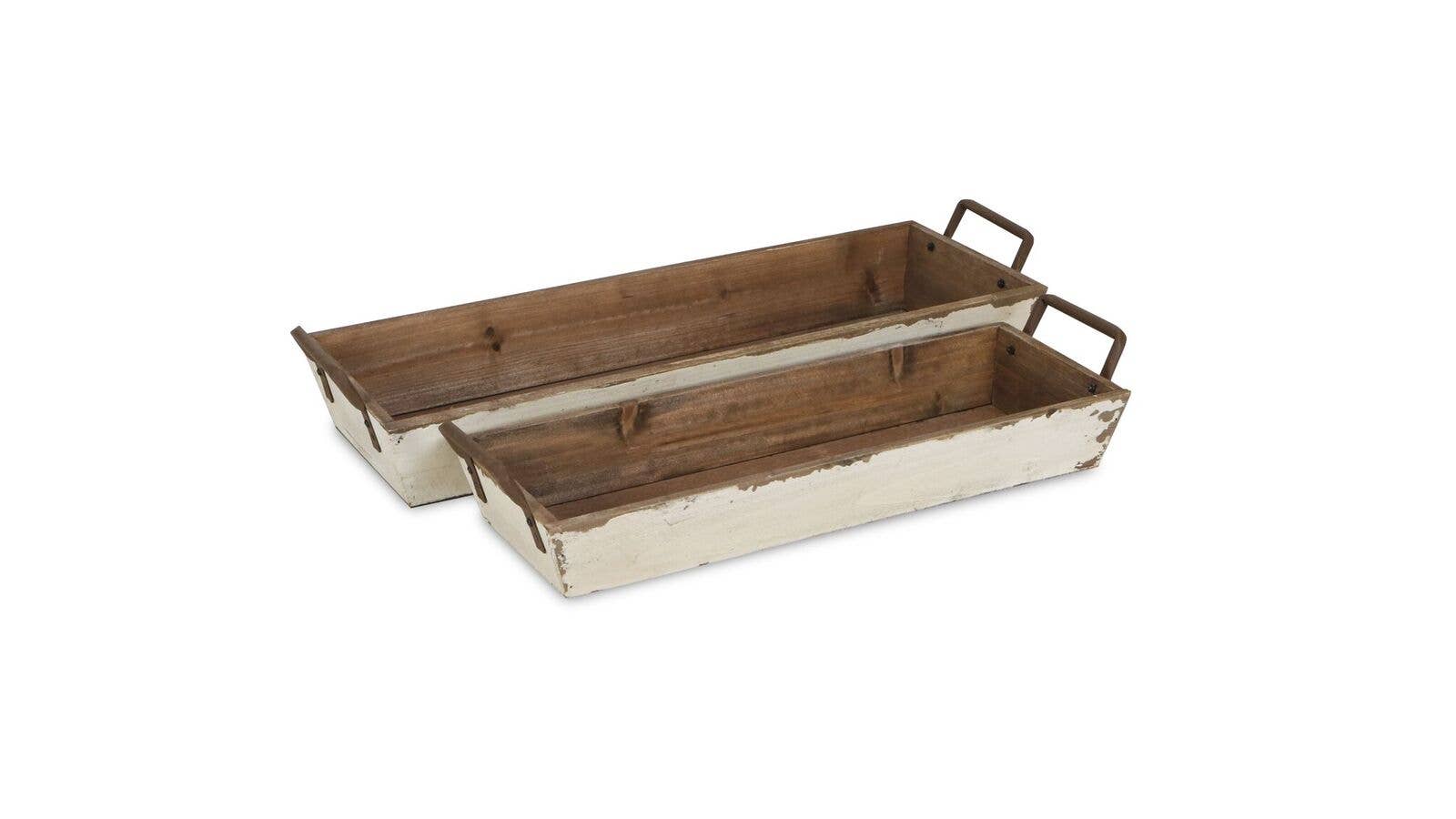 Cheungs Home Decor – Caixa decorativa por atacado – Conjunto Weston de 2 caixas de madeira cônico1