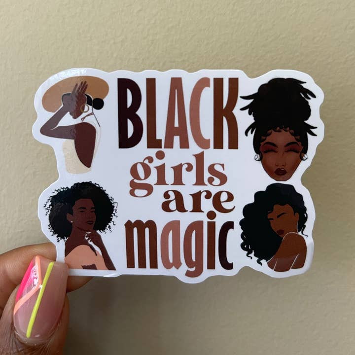 Black Girls Are Magic Waterproof Sticker for wholesale by She Knows the Deal
