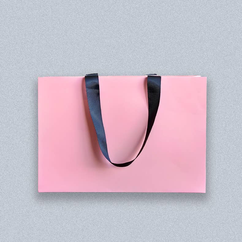 ByHome – Saco de presente por atacado – Sacola de Presente de Papel Rosa Premium com Alças de Cordão Preto6