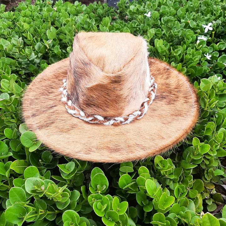 West Path - Wholesale Cowboy Hat - Unisex - Leather Hat | Cowhide Hat | Unisex Western Hat - Brindle5
