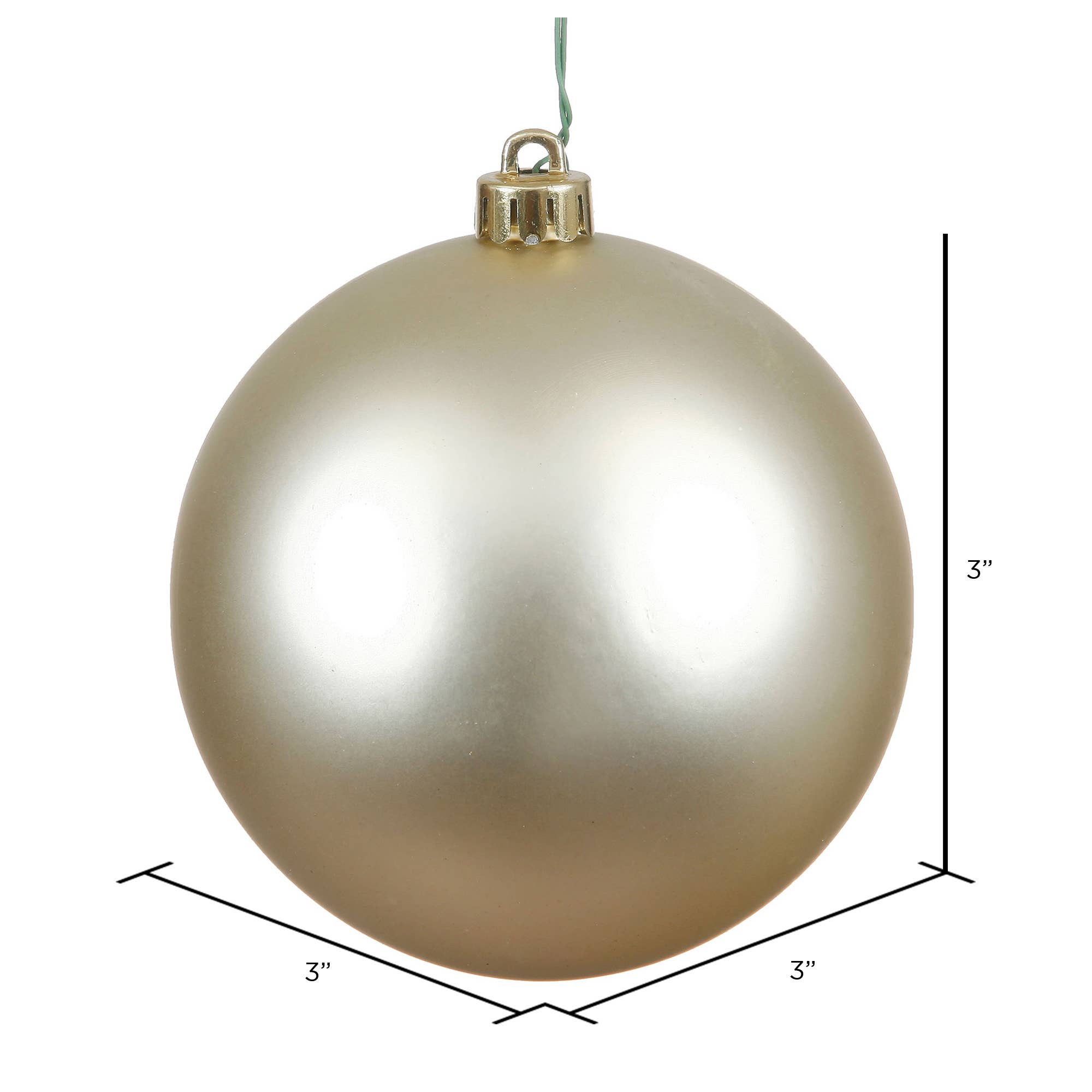 Vickerman 3" Champagne Matte Ball Ornament, 12 per Bag for wholesale on Faire1