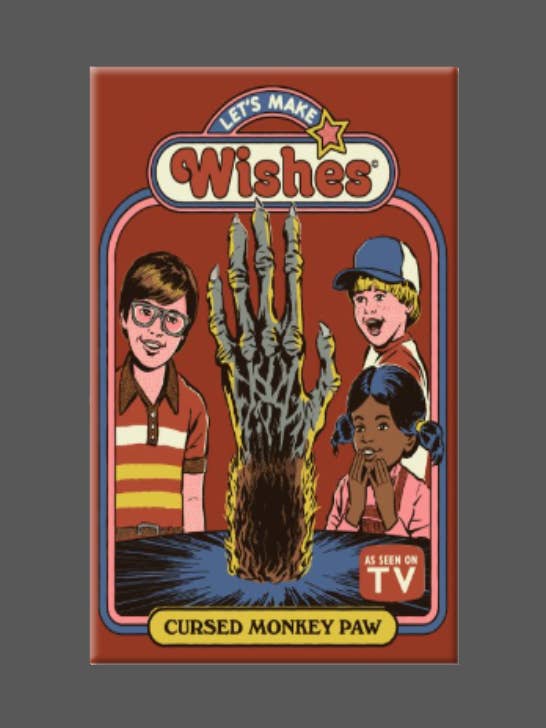 Retro, Cursed Monkey Paw Along, Magnet, Button, Vintage for wholesale by Ba Ba Buttons