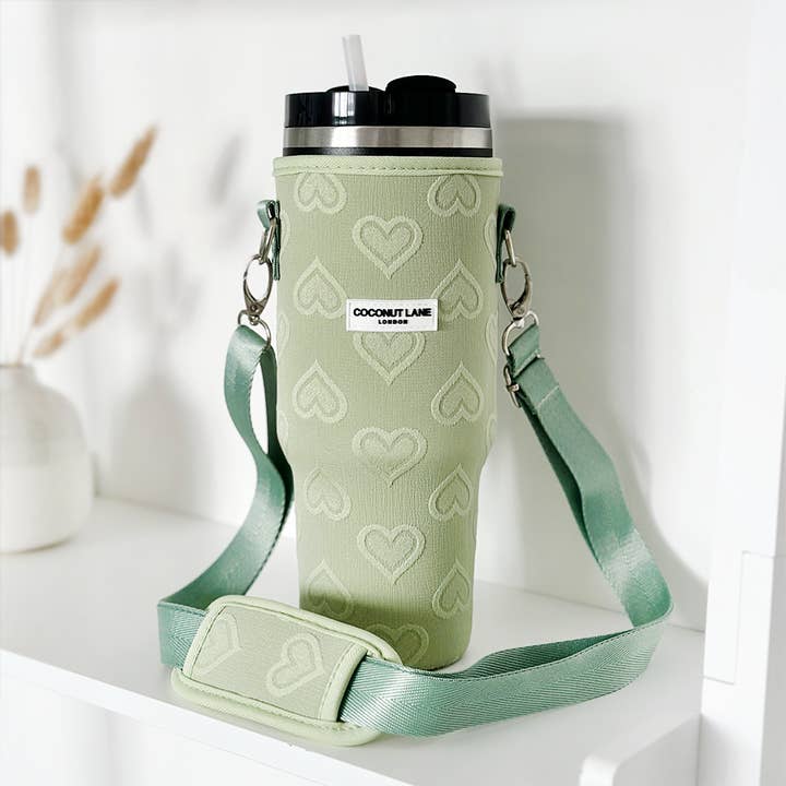Sage Heart Tumbler Carry Case by Coconut Lane for wholesale by Cocopup London