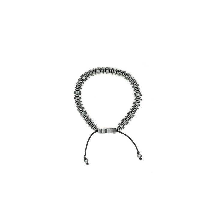 Braccialetto vintage in ematite a costine nere per la vendita all'ingrosso da parte di Popvibe