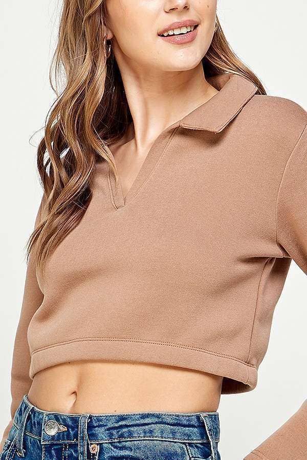 BAGE TAUPE FT47659L - SKJORTE FLEECE PULLOVER TOP for engroshandel på Faire3